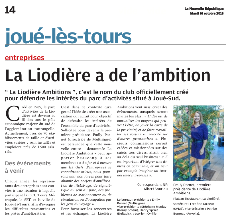Article NR - La Liodière Ambitions